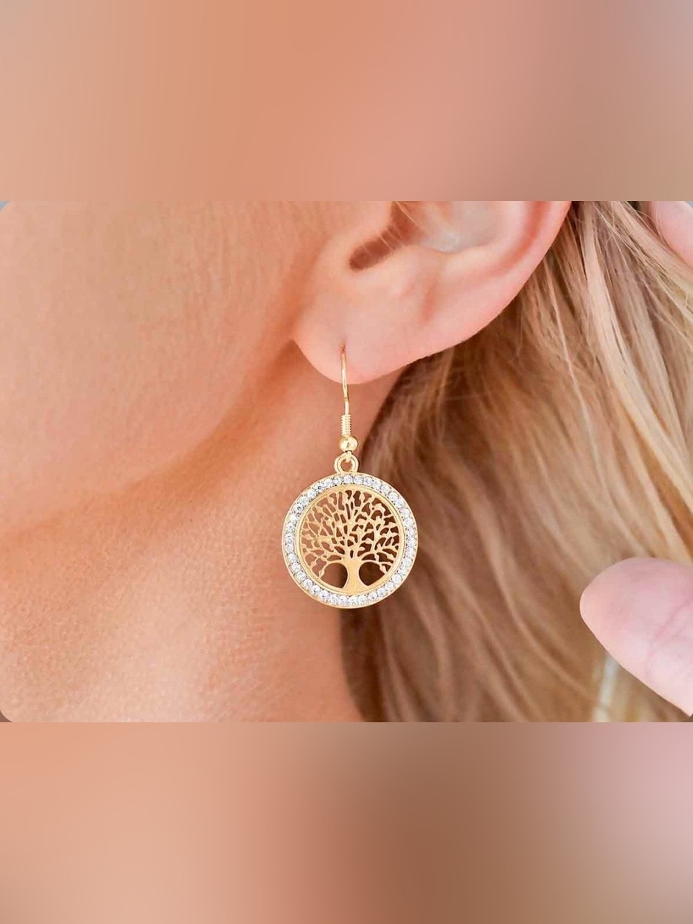 Gold Tree of Life Drop Earrings by